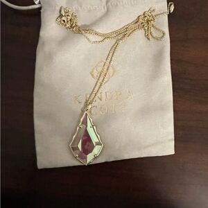 Kendra Scott Long Pendant Necklace Gold & Dichroic Glass